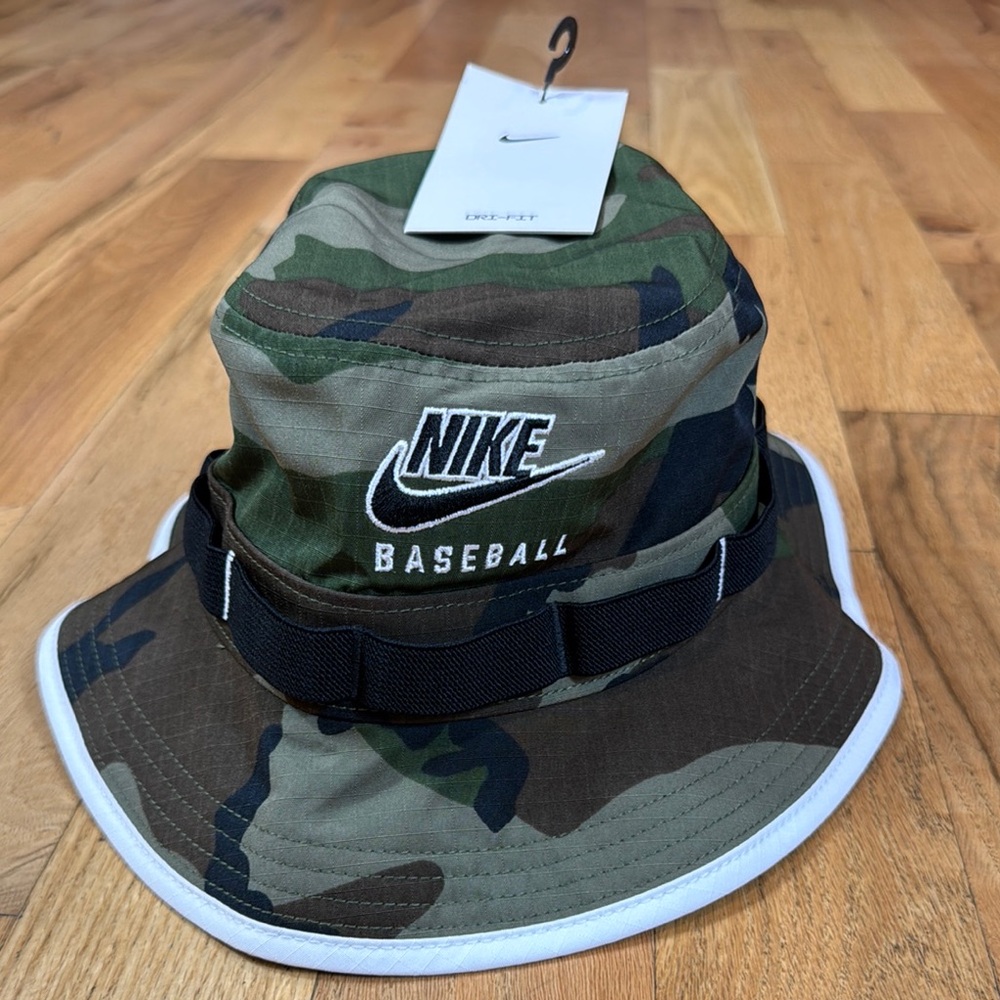 Nike OnField Baseball Dri-Fit Apex Boonie Army Camo Bucket Hat Safari Sz Medium
